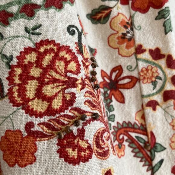 Christopher & Banks White Red Floral Beaded Linen Cotton Beaded Skirt Size 16 - Picture 8 of 16